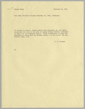 [Letter from I. H. Kempner to George Andre, December 15, 1960]