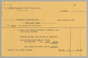 [Credit Invoice For Shipping Costs, September 28, 1960]