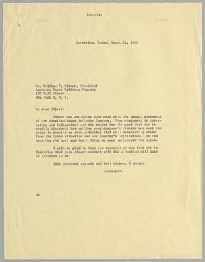 [Letter from I. H. Kempner to William F. Oliver, March 21, 1960]