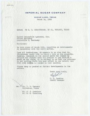 Primary view of object titled '[Letter from C. H. Jenkins to United Mercantile Agencies, Inc., March 16, 1955]'.