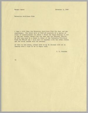[Letter from I. H. Kempner to George Andre, December 2, 1960]