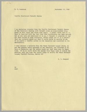 [Letter from I. H. Kempner to W. H. Louviere, September 29, 1960]