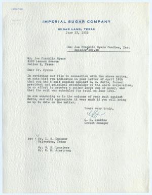 [Letter from C. H. Jenkins to Joe Franklin Myers, June 23, 1955]