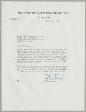 [Letter from James Ralph Wood to I. H. Kempner, March 18, 1955]