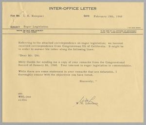 [Letter from W. H. Louviere to I. H. Kempner, February 19, 1960]