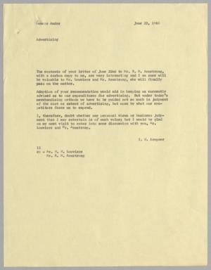 [Letter from I. H. Kempner to George Andre, June 23, 1960]
