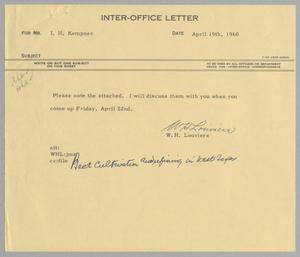 [Letter from W. H. Louviere to I. H. Kempner, April 19, 1960]
