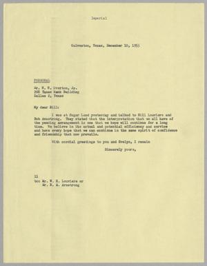 [Letter from I. H. Kempner to W. W. Overton, Jr., December 10, 1955]