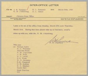 [Letter from W. H. Louviere to I. H. Kempner, R. M. Armstrong, Harris L. Kempner and Thomas L. James, March 24, 1960]