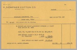 [Credit Invoice For Shipping Costs, September 28, 1960]
