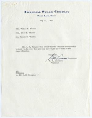 [Letter from W. H. Louviere to Walter F. Woodul, Mary K. Thorne, & Harris K. Weston, July 27, 1960]