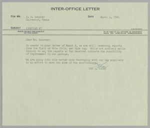 [Letter from Ken L. Laird to I. H. Kempner, March 4, 1960]