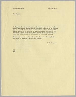 [Letter from I. H. Kempner to R. M. Armstrong, July 11, 1960]