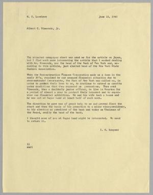 Primary view of object titled '[Letter from I. H. Kempner to W. H. Louviere, June 23, 1960]'.