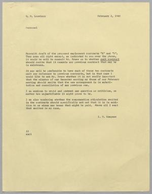 [Letter from I. H. Kempner to W. H. Louviere, February 2, 1960]
