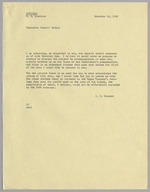 [Letter from I. H. Kempner to W. H. Louviere, November 12, 1960]