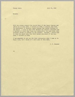 [Letter from I. H. Kempner to George Andre, July 19, 1960]
