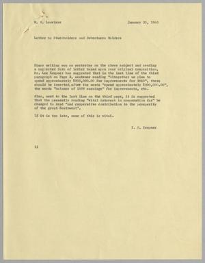 [Letter from I. H. Kempner to W. H. Louviere, January 20, 1960]