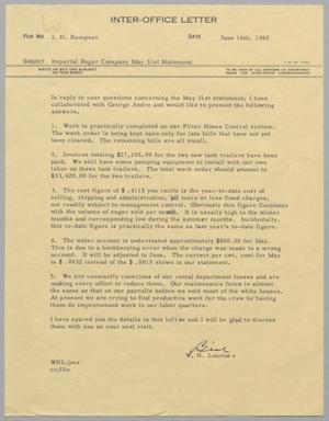 [Letter from W. H. Louviere to I. H. Kempner, June 16, 1960]