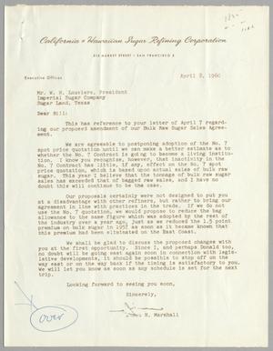 [Letter from James H. Marshall to W. H. Louviere, April 8, 1960]