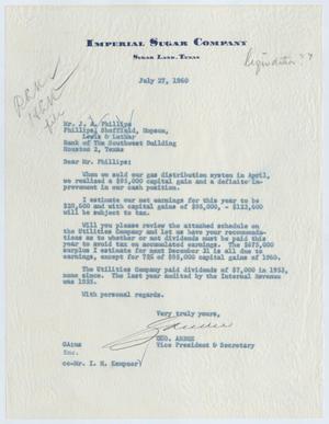 [Letter from George Andre to J. A. Phillips, July 27, 1960]