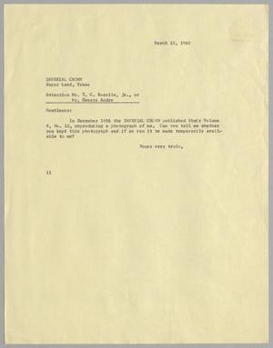 [Letter from I. H. Kempner to Imperial Crown, March 18, 1960]