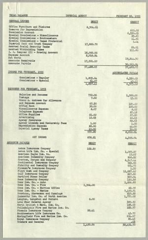[Imperial Agency, Trial Balance, February 28, 1955]