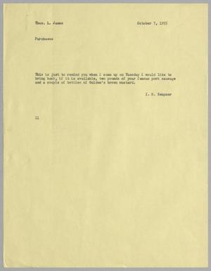 [Letter from I. H. Kempner to Thomas L. James, October 7, 1955]