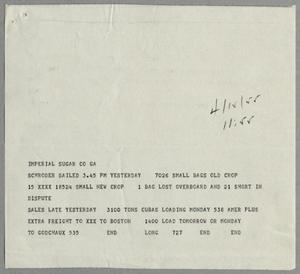 [Imperial Sugar Company Memorandum, April 15, 1955]