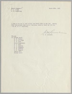 [Letter from W. H. Louviere to Harris Kempner, Thomas L. James, & Robert M. Armstrong, March 28, 1955]
