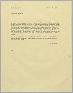 [Letter from I. H. Kempner to W. H. Louviere, February 23, 1960]