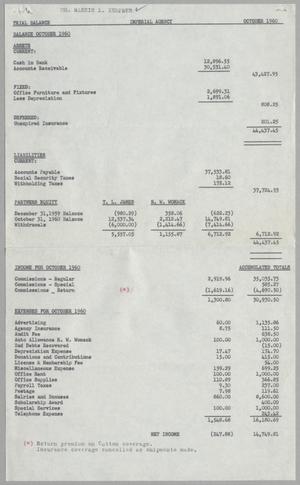 [Imperial Agency, Trial Balance, October 1960]