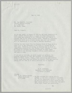 [Letter from R. M. Armstrong to Kay Kimbell, May 13, 1955]