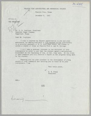 Primary view of object titled '[Letter from E. B. Evans to W. H. Louviere, December 6, 1955]'.