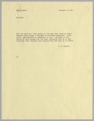 [Letter from I. H. Kempner to George Andre, November 2, 1960]