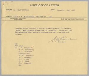 [Letter from W. H. Louviere to I. H. Kempner, November 1960]