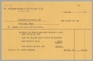 [Credit Invoice For Shipping Costs, October 7, 1960]