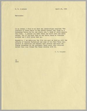 [Letter from I. H. Kempner to W. H. Louviere, April 20, 1960]