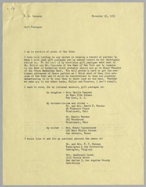 [Letter from I. H. Kempner to W. O. Caraway, November 25, 1955]