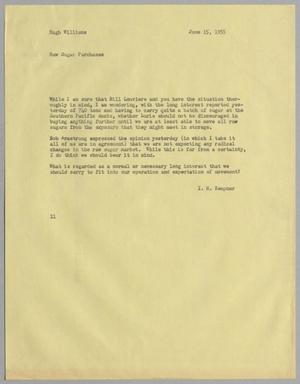 [Letter from I. H. Kempner to Hugh Williams, June 15, 1955]