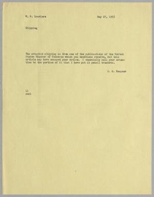 Primary view of object titled '[Letter from I. H. Kempner to W. H. Louviere, May 27, 1955]'.