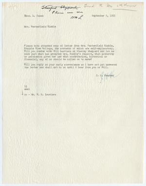 Primary view of object titled '[Letter from I. H. Kempner to Thomas L. James, September 9, 1955]'.