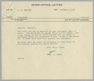 [Letter from Thomas L. James to I. H. Kempner, October 5, 1956]