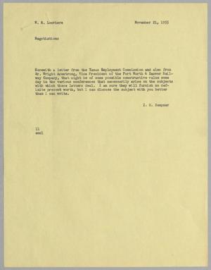 [Letter from I. H. Kempner to W. H. Louviere, November 21, 1955]