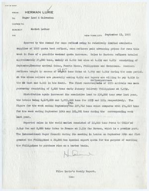 Primary view of object titled '[Herman Lurie's Weekly Report, September 23, 1955]'.