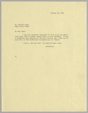 [Letter from I. H. Kempner to Marshall Durr, October 28, 1960]