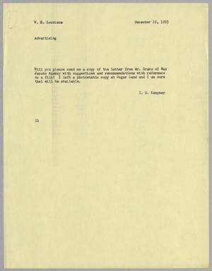 [Letter from I. H. Kempner to W. H. Louviere, December 19, 1955]