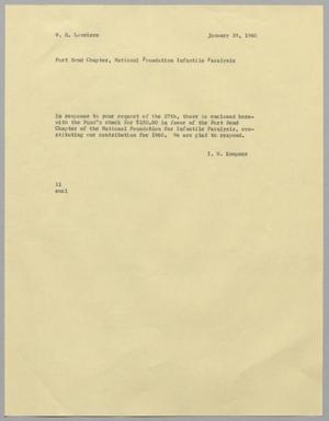 [Letter from I. H. Kempner to W. H. Louviere, January 29, 1960]