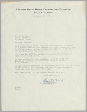 [Letter from Thomas L. James to I. H. Kempner, December 20, 1955]