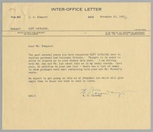[Letter from W. O. Caraway to I. H. Kempner, November 22, 1955]
